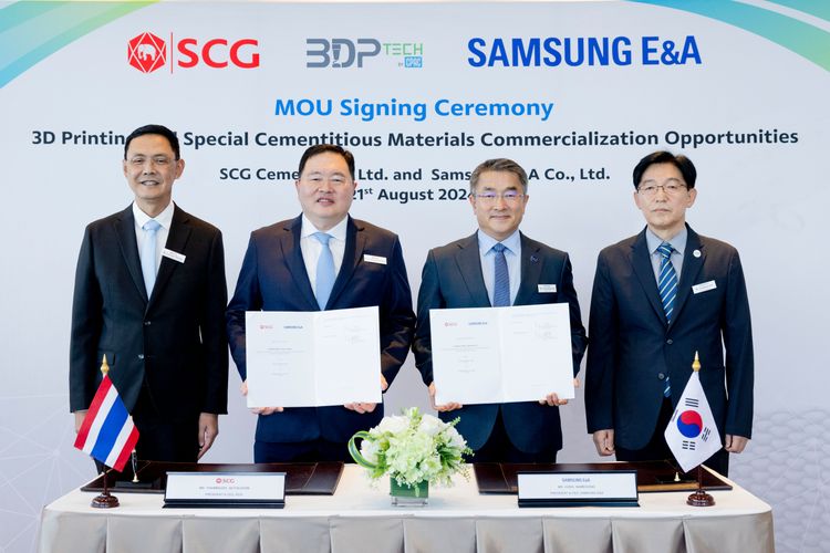 “CPAC” ผนึก “Samsung E&A” ลงนาม MOU เสริมศักยภาพเทคโนโลยีก่อสร้างด้วย 3D Printing และ Special Cementitious สู่ตลาดโลก